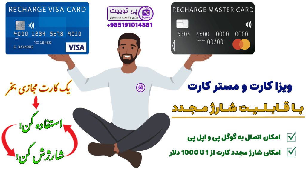 خدمات ویزاکارت و مسترکارت قابل شارژ در paytwit