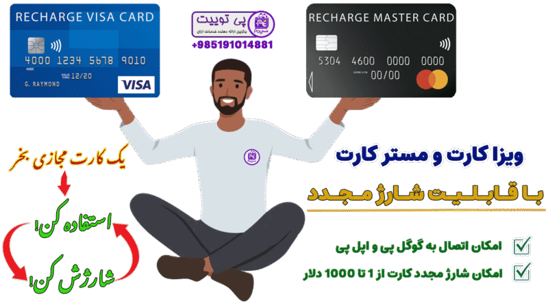 خدمات ویزاکارت و مسترکارت قابل شارژ در paytwit